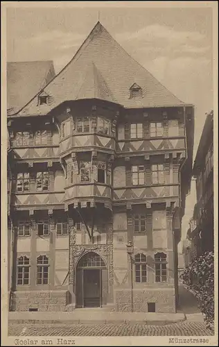 Ansichtskarte Goslar am Harz - Münzstraße, Germania 1 Mark EF GOSLAR 2.6.1922