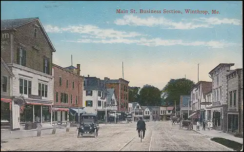 Carte de visite États-Unis Main St. Business Section WINTHOP ME. 1919 vers Berlin