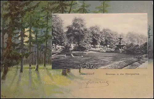 Ansichtskarte Düsseldorf - Brunnen in der Königsallee, BRÜSSEL 6.10.1912