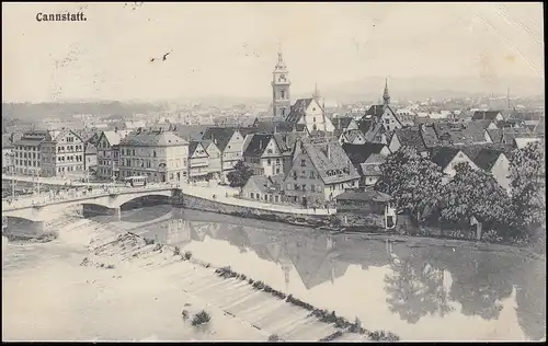 Ansichtskarte Cannstatt - Panorama, Einkreisstempel STUTTGART 26.6.1907