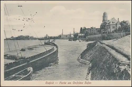 Carte de vue Krefeld / Crefield Partie au port de Cresfeld, comme poste de terrain 17.1.17