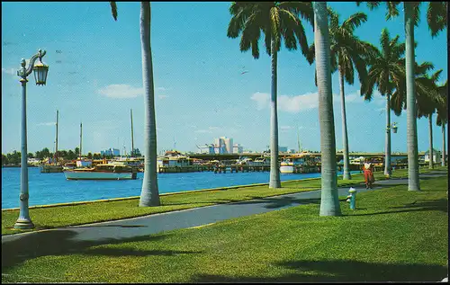 USA- AK Palm Beach nach Holland Nachporto-O / T-Stempel ISL AMORADA 20.12.1966