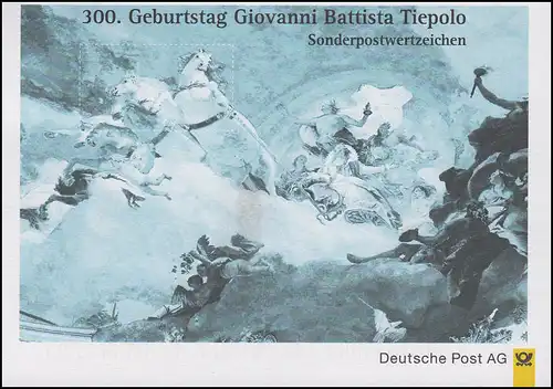 1847 Giovanni Battista Tiepolo, EF FDC-AK ESSt Bonn 7.3.1996 in die USA