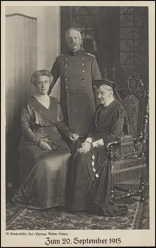 AK Königliche Familie - Zum 20. September 1915, Badischer Opfertag, ungebraucht