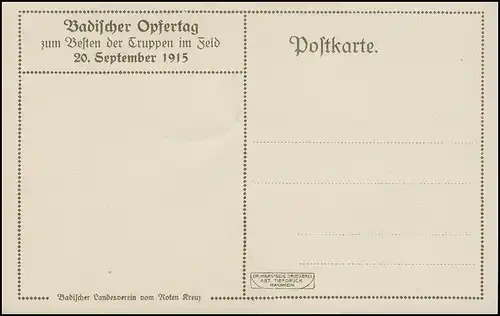 AK Famille royale - Au 20 septembre 1915, Journée de la victime Badischer, inutilisé