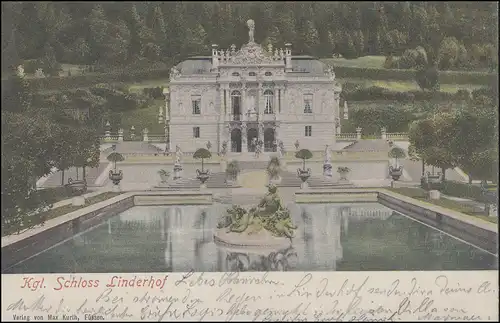 AK Königl. Schloss Lindenhof, MURNAU 27.5.01 nach NÜRNBERG 27.5.01