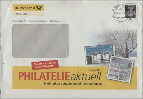 Plusbrief Schwertlilie: PHILATELIEaktuell I. Quartal 2013, Weiden 00.00.13