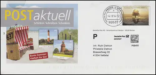 Plusbrief POSTaktuell Sommer-Vielfalt Leuchttürme & Strandkorb, Weiden 4.8.14