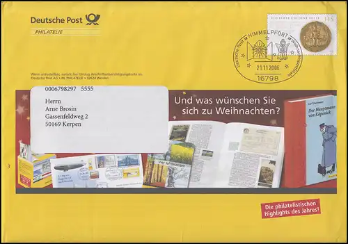 Plusbrief F 177 Goldene Bulle 145 C. Weihnachtswünsche SSt HIMMELPFORT 21.11.06