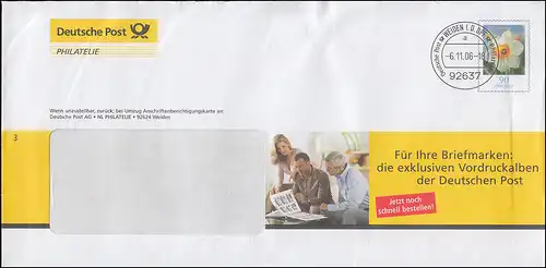Plusbrief F 170 Blume Narzisse mit Werbung Vordruckalbum WEIDEN 6.11.2006