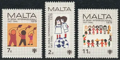 Malta: Kinderzeichnungen, 3 Werte, postfrischer Satz mit drei Marken