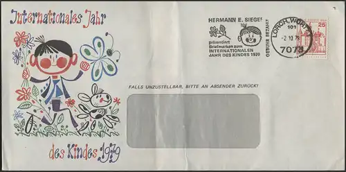 Deutschland: Werbe-Stempel Briefmarken zum Jahr des Kindes, Brief Lorch 2.10.79