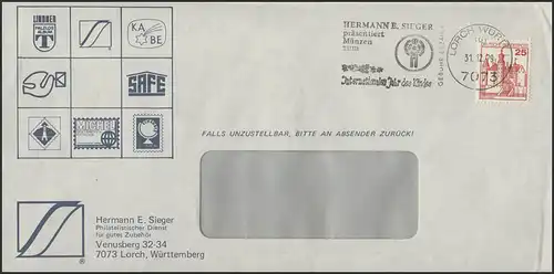 Allemagne: Pièce de monnaie de sermon publicitaire pour l'année de l 'enfant, Lettre Lorch 31.12.79