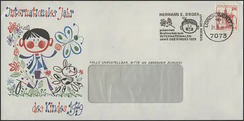 Deutschland: Werbe-Stempel Briefmarken zum Jahr des Kindes, Brief Lorch 27.3.79