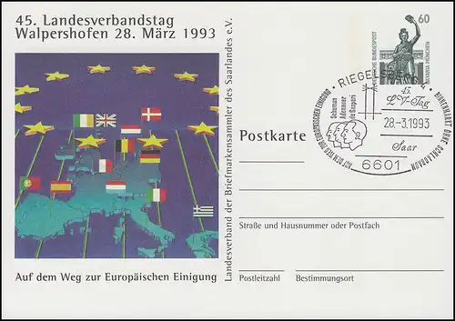 Carte postale privée PP 151 LV-Tag Walpershofen Europa SSt RIEGELSBERG 28.3.93