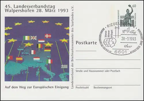 Privatpostkarte PP 151 LV-Tag Walpershofen Europa SSt RIEGELSBERG 28.3.93