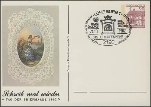 PP 106/91 Blumengrüße/ Philatelisten-Jugend T.d.B 1982, SSt Lüneburg Briefkasten