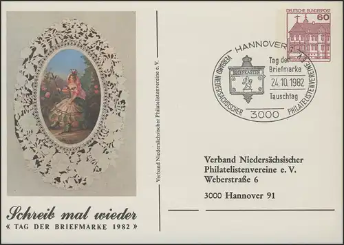 PP 106/95 Blumengrüße/ LV Niedersachsen T.d.B 1982, SSt Hannover Briefkasten
