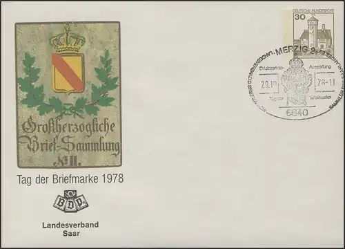 PU 108/64 Tag der Briefmarke ohne Anschrift, SSt Merzig LV Saar 29.10.1978