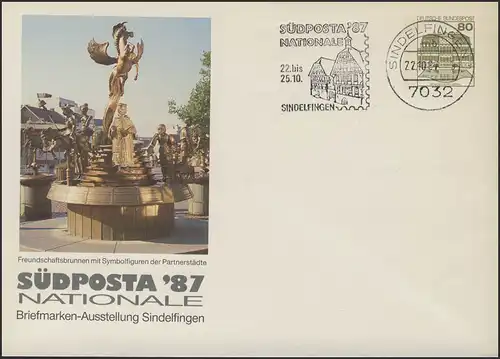 PU 117/312 SUDPOSTA'87 Exposition nationale des timbres, Sindelfingen 22.10.87