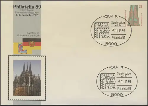 PU 314/21 Messe Cologne: Philatelie in der DDR, SSt Cologne PHILATELIA 3.11.1989