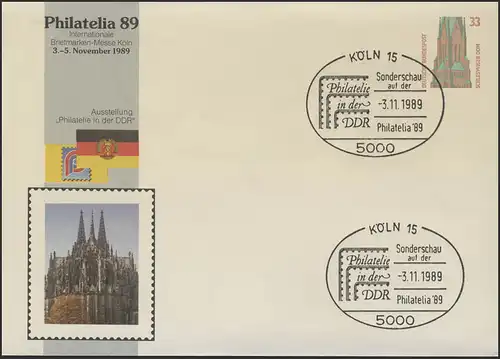 PU 314/21 Messe Köln: Philatelie in der DDR, SSt Köln PHILATELIA 3.11.1989