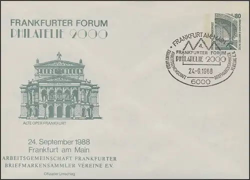 PU 288/30 Forum de Francfort PHILATÉLIA 2000 Ancien Opéra, SSt FfM 24.9.88