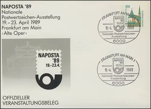 PU 290/18 NAPOSTA'89 Frankfurt/Main Alte Oper, SSt NAPOSTA-Logo 19.4.1989