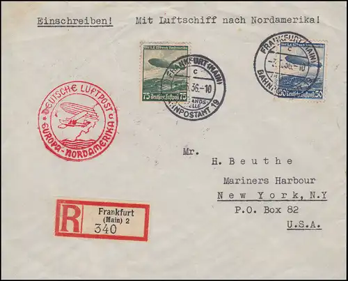 Deutsche Luftpost Europa-Nordamerika R-Bf 606-607 Zeppelin-Satz FRANKFURT 3.5.36