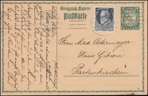 Bayern Carte postale P 93I/03 Nouveau blason DV 16 avec 111A Ludwig MÜNCHEN 6.9.16