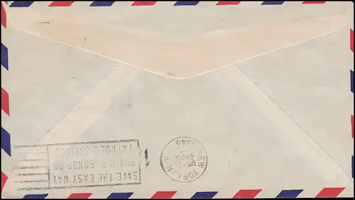 Erstflug Deutsche Luftpost FRANKFURT / MAIN - NEW YORK 1.5.1948 Brief mit EF 959