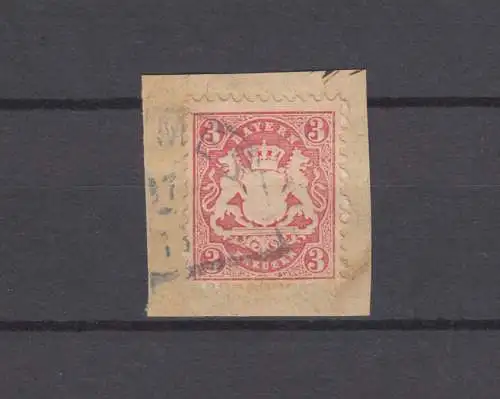 Bayern 23 Wappen - Stempel 12a in schwarzblau Halbkreis-O PÖTTMES, Briefstück