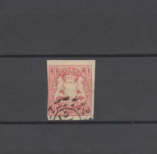 Bayern 15 Wappen 3 Kreuzer mit PLF linke obere Wertziffer 3 mit Haken, Mühlrad-O