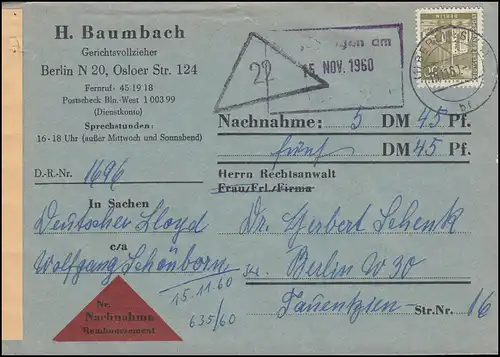 150 Berliner Stadtbilder als EF auf Orts-Nachname-Brief BERLIN 15.11.1960