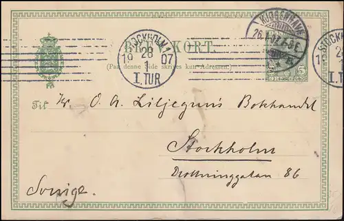 Dänemark Postkarte P 132 König Christian KOPENHAGEN 26.1.07 nach STOCKHOLM 28.1.