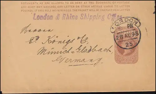 Royaume-Uni Streifband S 7 Reine Viktoria LONDON 26.8.1895 en Allemagne