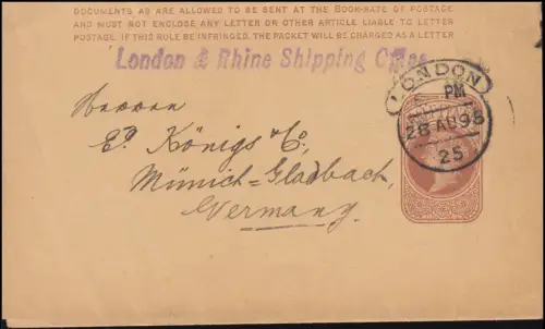 Royaume-Uni Streifband S 7 Reine Viktoria LONDON 26.8.1895 en Allemagne