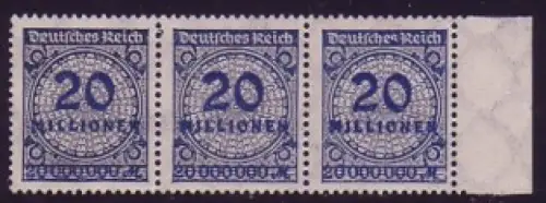 319A Wb 20 Mill.M.: Rand-3er-Streifen, postfrisch gepr.