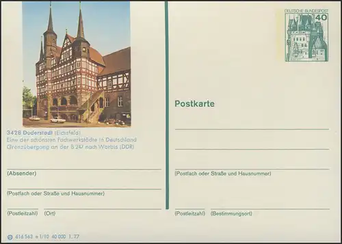 P124-e1/010 3428 Duderstadt, Fachwerkgebäude **