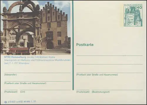 P124-e4/052 8783 Hammelburg, Marktplatz **