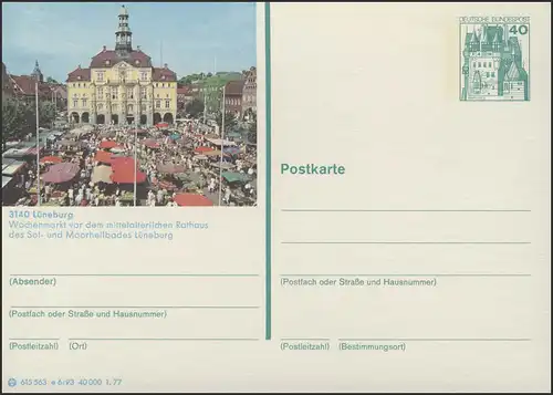 P124-e6/093 3140 Lüneburg, Wochenmarkt vor Rathaus ** 