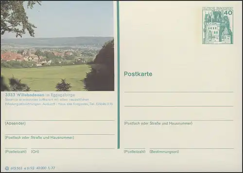 P124-e6/092 3533 Willebadessen, Panorama ** 