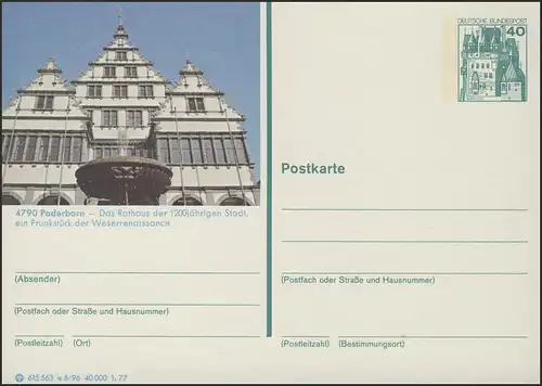 P124-e6/96 4790 Paderborn, Hôtel de ville **