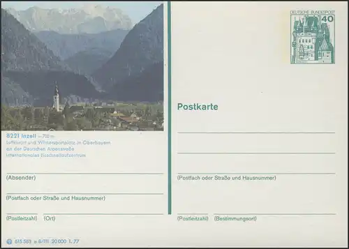 P124-e8/111 8221 Inzell, Ortsansicht mit Berge **
