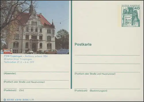 P124-e8/116 7218 Trossingen, Rathaus ** 