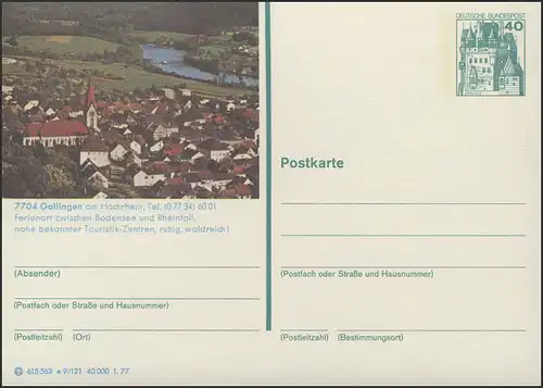 P124-e9/121 7704 Gailingen am Hochrhein, Ortsansicht **