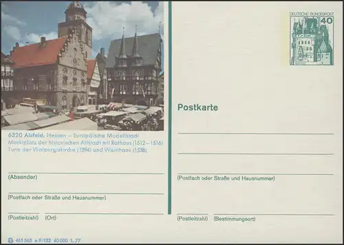 P124-e9/132 6320 Alsfeld, Marktplatz mit Rathaus **