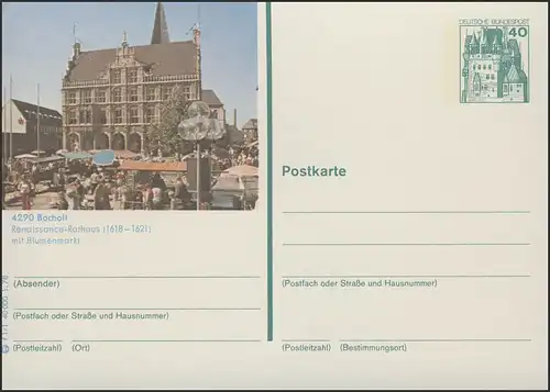 P125-f1/001 4290 Bocholt, Rathaus mit Blumenmarkt **