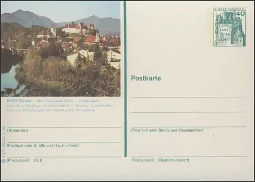 P125-f1/007 8958 Füssen, Teilansicht mit Burg **