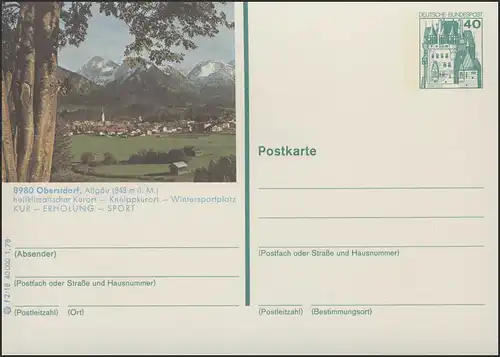 P125-f2/018 8980 Oberstdorf, Ortsansicht mit Berge **